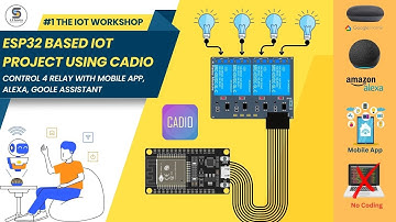 ESP32 based IoT  project using CADIO, Android App, Google Assistant & Alexa   - No Coding