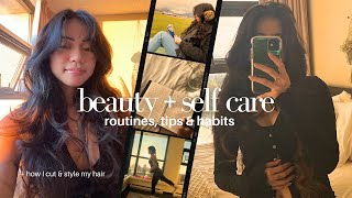 how i cut and style my hair and other beauty + self care routines, tips, habits