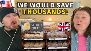 Americans React to US vs UK Cost of Groceries  Kroger vs Tesco Prices