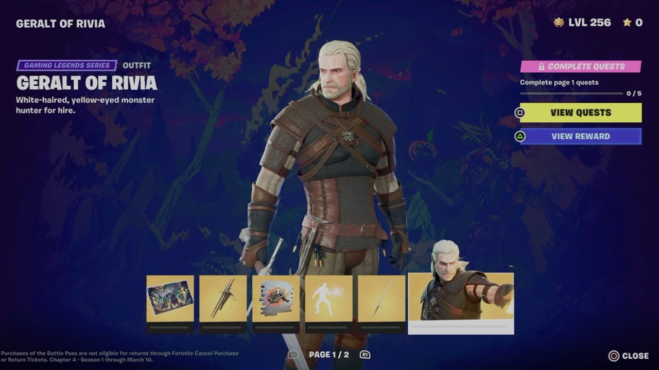 Unlock Geralt of Rivia in the Fortnite Battle Royale Chapter 4 Season 1  Battle Pass!