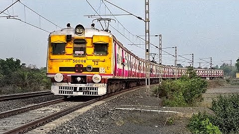 Back to back Old Model 12 Coach EMU Trains Speeding in Huge Curve | Eastern Railways