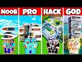 Minecraft Battle : Family Resort Summer Mansion Build Challenge - Noob Vs Pro Vs Hacker Vs God