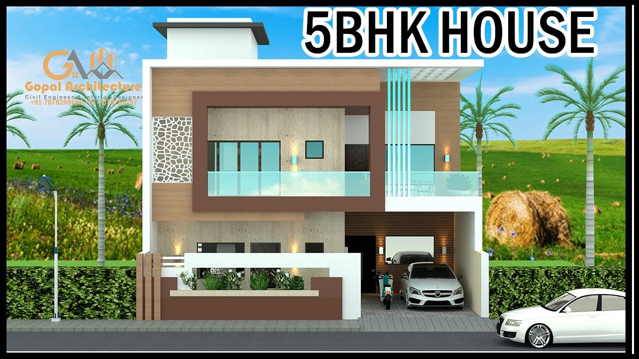 5 BHK House Design WIth Front Elevation | 35x50 3D House Design | Gopal ...