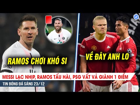 TIN BÓNG ĐÁ 23/12| Ramos TẤU HÀI, Messi cùng PSG hòa vất vả, Ronaldo đích thân dụ Haaland đến MU