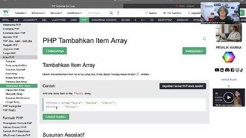 Materi Pembelajaran & Coding Bahasa Pemograman PHP (Arrays) Menggunakan w3school & VsCode.