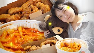 🌝✨Yeopgi Tteokbokki Honey Fried Chicken Real Sound ASMR :D