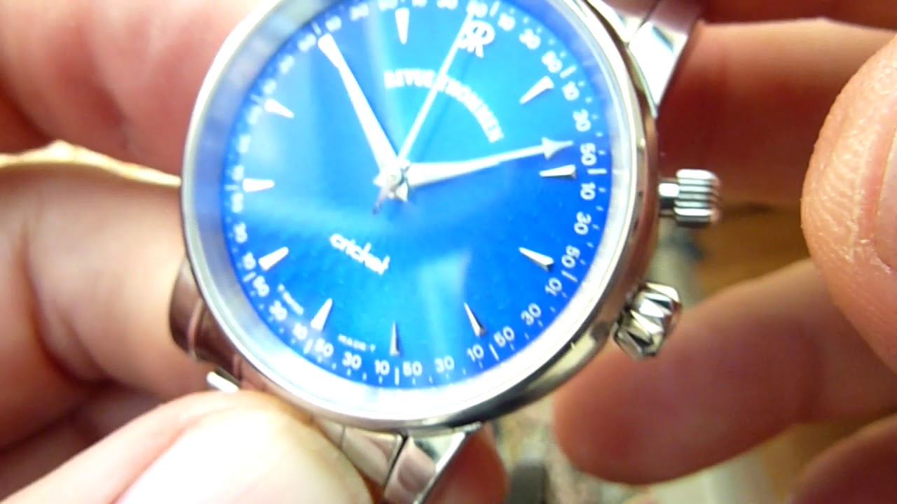 Revue Thommen Cricket 1997 Blue Enamel Dial Wrist Alarm Watch 