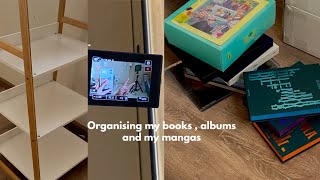 #vlog : organising my books , albums, and mangas ~ تركيب رف الكتب ~ تظيم كُتبي والبوماتي ومانجاتي 📓