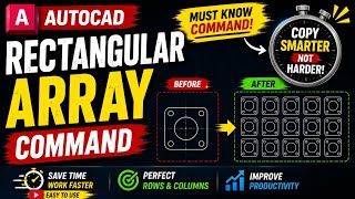 🚀 **Create Perfect Copies Instantly with the Rectangular Array Command!** #autocad #cad #ytvideo 