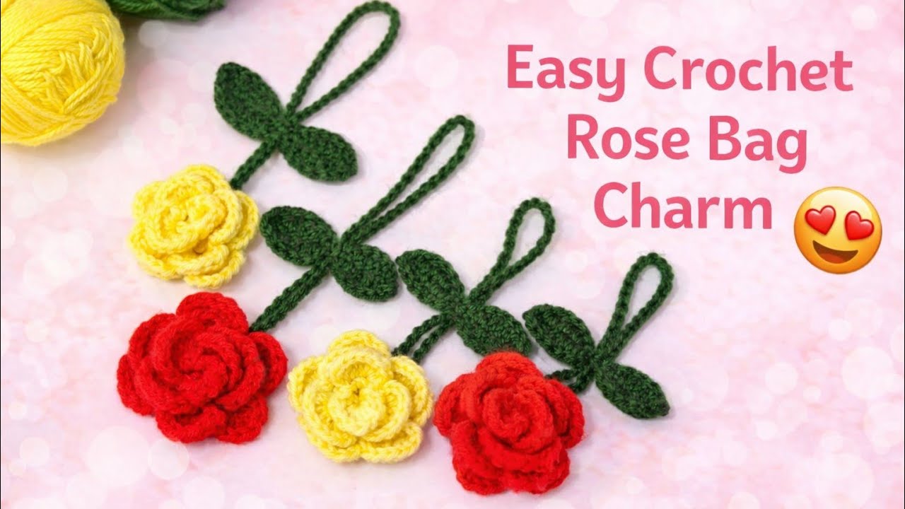 How to Make a Crochet Rose keychain | Step by Step Tutorial for Beginners | Easy Crochet Rose charm