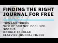 How to find the RIGHT Journals - Publish for free  - SSCI | Scopus | GoogleScholar | Journal Finder