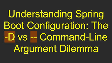 Understanding Spring Boot Configuration: The -D vs -- Command-Line Argument Dilemma