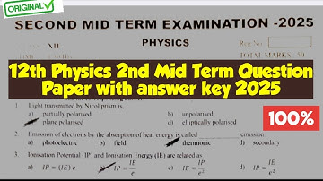 12th physics 2nd mid term test question paper with answer key 2025|Vincent Info|