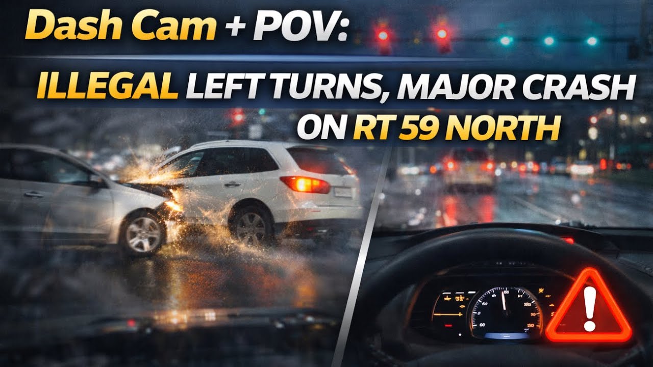 Dash Cam + POV: Illegal Left Turns, Major Crash on RT 59 North - YouTube
