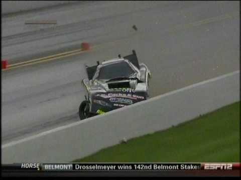 Jeff Diehl Header Breaks Crash Funny Car Qualifying United Association Route 66 Nationals Chicago 2010
