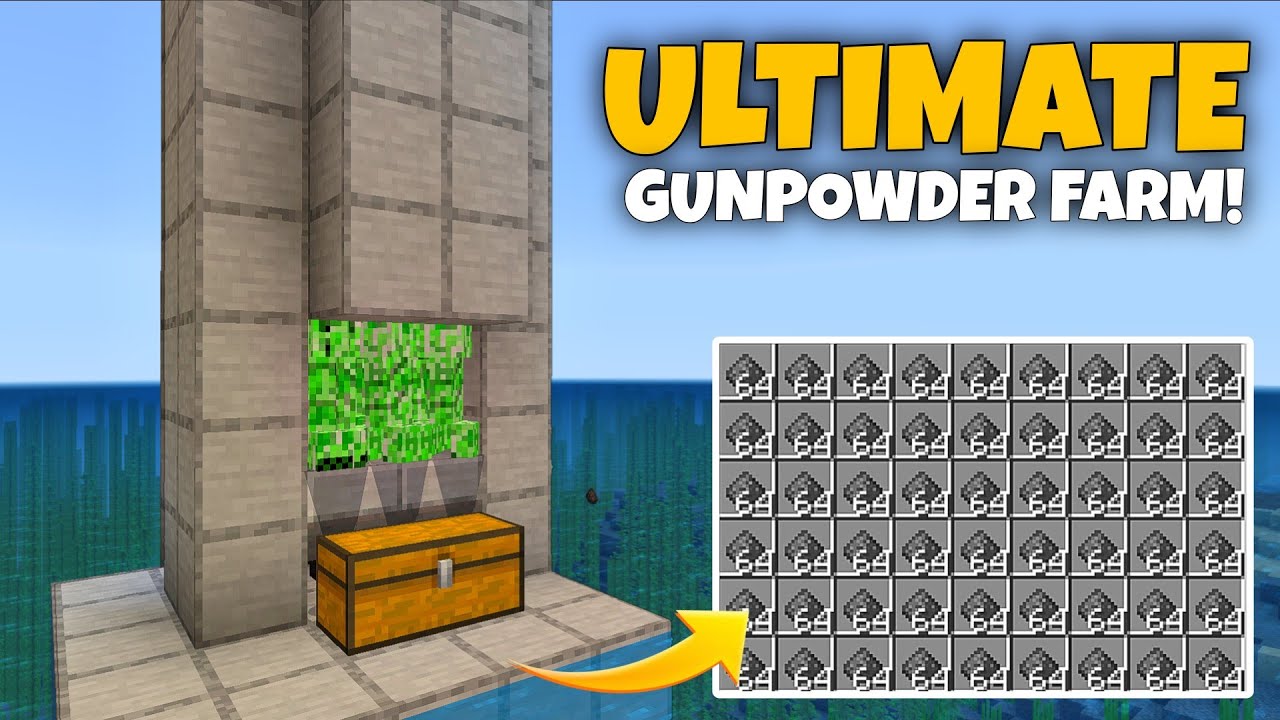 Gunpowder Farm Tutorial Unlimited Gunpowder Farm 😱 Easy Creeper Farm in Minecraft Bedrock ...