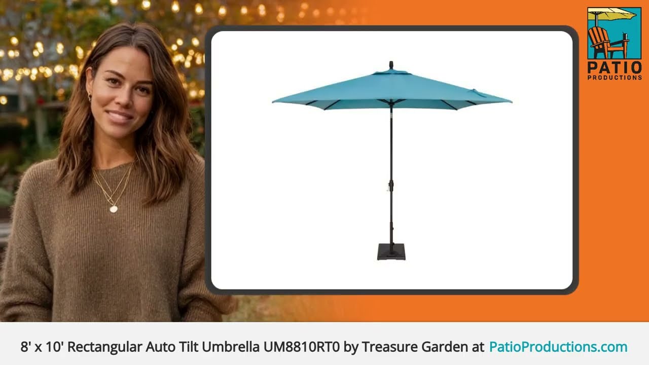Treasure Garden 8x10 Rectangular Auto Tilt Market UM8810RT | Elegant Shade  for Upscale Patios