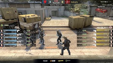 Gambit vs Astralis, map 1 overpass, PGL Major Kraków 2017