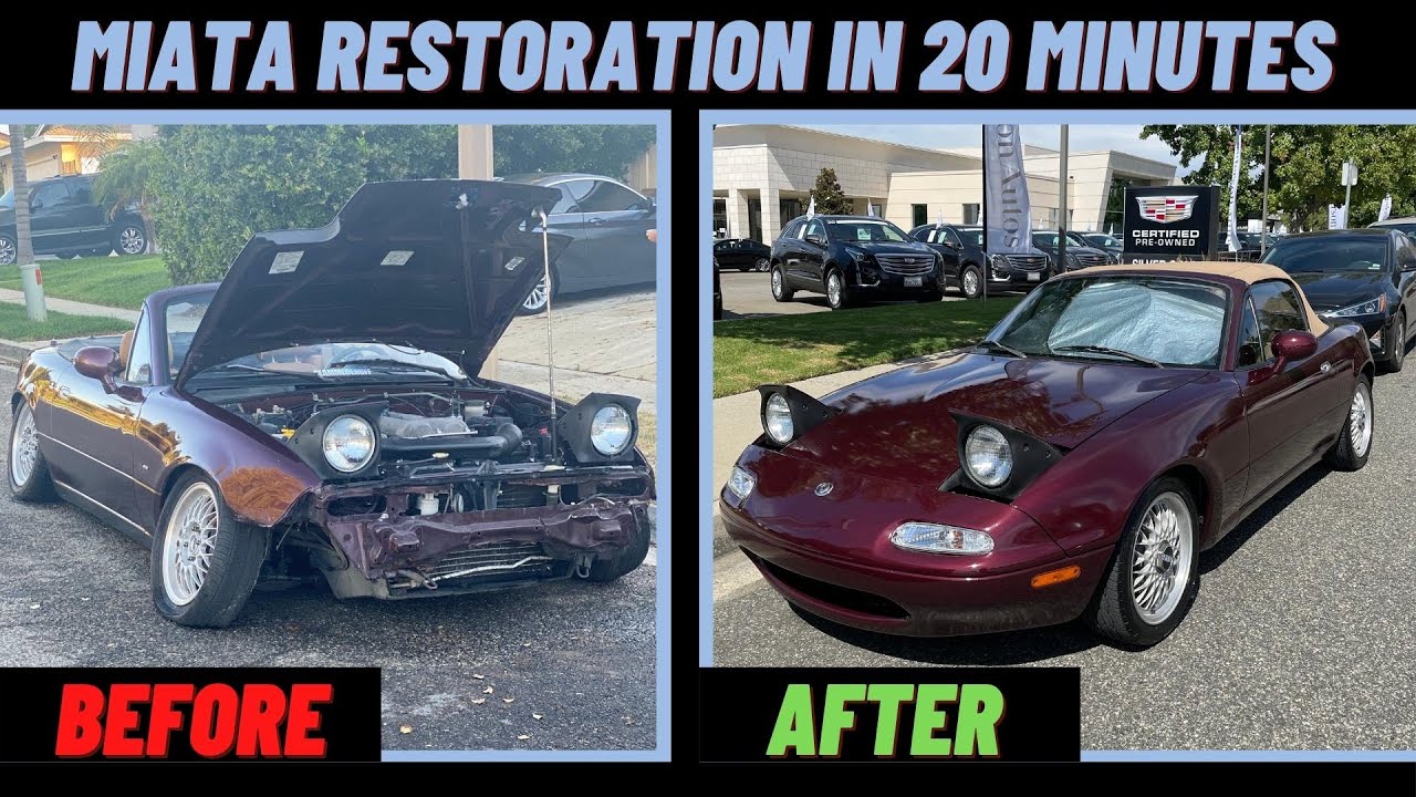 Wrecked Miata! 20 minute RESTORATION timelapse