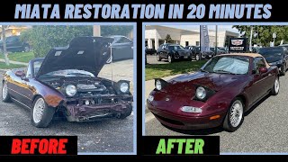 Wrecked Miata! 20 minute RESTORATION timelapse