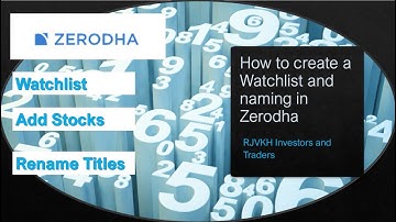 How to create/manage Watchlist in Zerodha in English