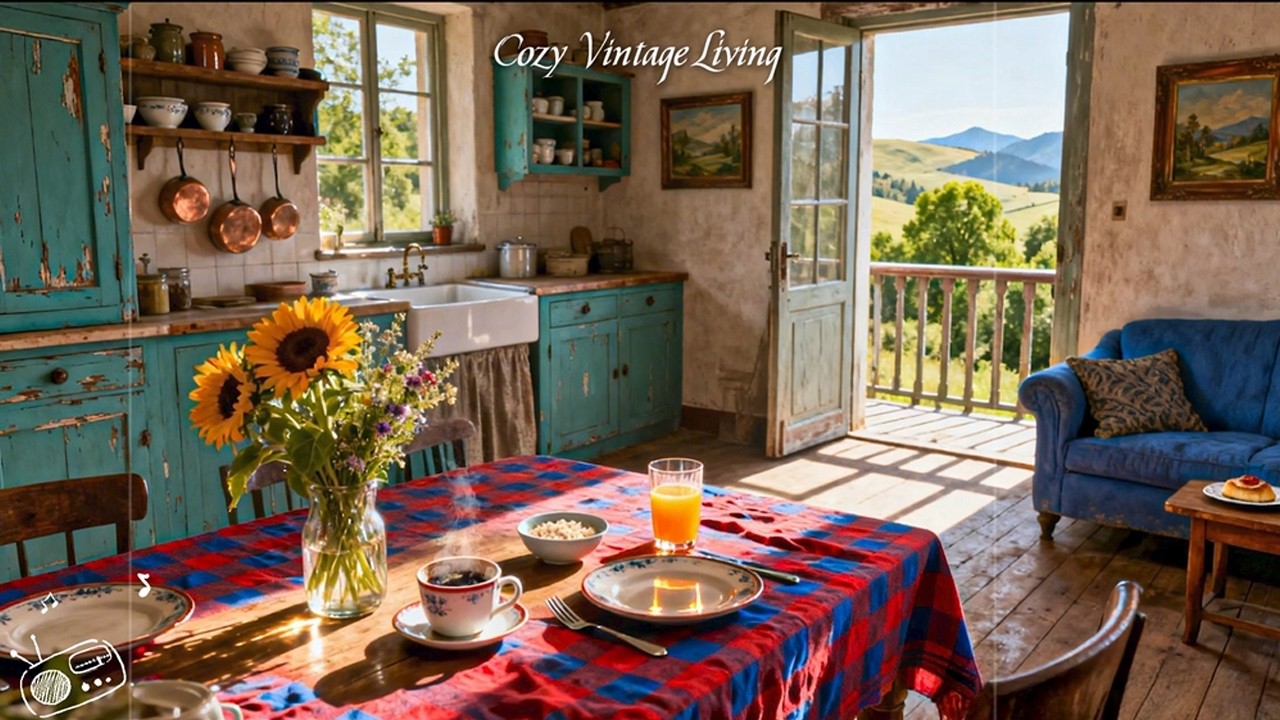 Peaceful 1940s Countryside Morning | Vintage Jazz Playing in Grandma’s Cottage Kitchen