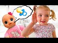 Milasha pretends to be a nanny for doll Nastya