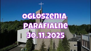 Ogłoszenia Parafialne 30 Listopada 2025