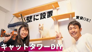 【DIY】キャットタワーを壁に作ってみました！