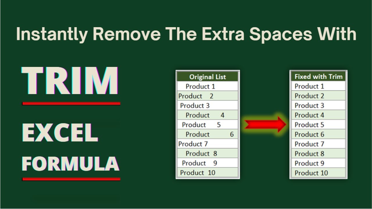 INSTANTLY REMOVE THE EXTRA SPACES WITH TRIM EXCEL FORMULA - YouTube
