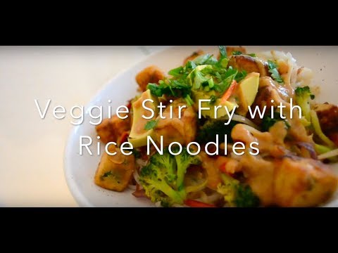 Fried Tofu and Vegetable Noodle Stir Fry with Peanut Sauce