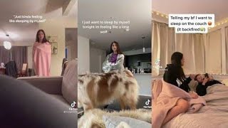 Menceritakan video TikTok kepada pacar saya yang sedang tidur di sofa