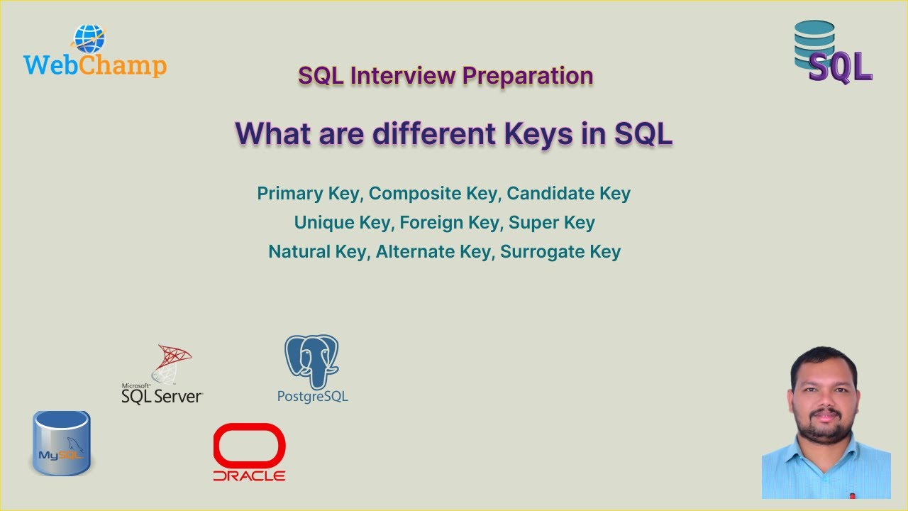 SQL Que 30: Explain Keys in SQL | Primary Key, Foreign Key, Unique Key ...