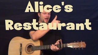 Video thumbnail of "Alice's Restaurant (Arlo Gutherie) Strum Fingerstyle Guitar Lesson How to Play Tutorial"