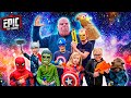 Nerf War: Avengers Hero Kids Battle Thanos - Pretend Play