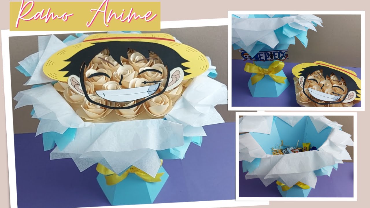 Ramo de Cartulina con dulces de One Piece para mi novio/ amiga otaku