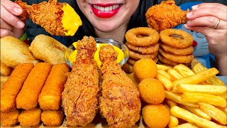 ASMR FRIED CHICKEN, FRIED FISH, CHEESE BALLS, ONION RINGS, FRIES, FRIED FLOWERS MASSIVE Eating Sound