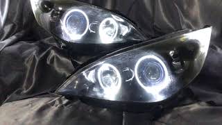 ホンダ RG ステップワゴン LED増設&イカリング&インナーブラック塗装加工 ドレスアップヘッドライト Honda stepwagon LED Customheadlights