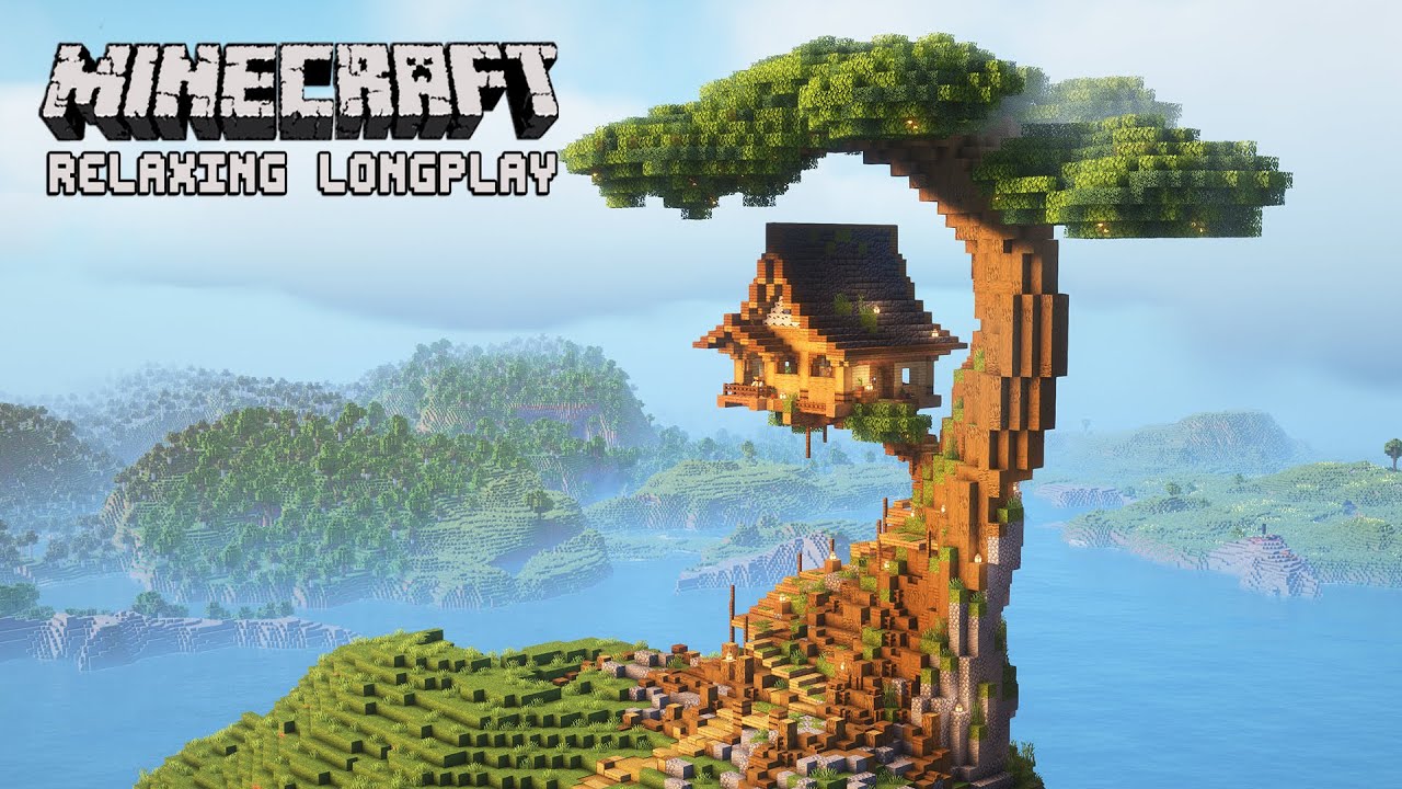 We Survived and Built a Large Tree House | Minecraft Relaxing Longplay (No Commentary)