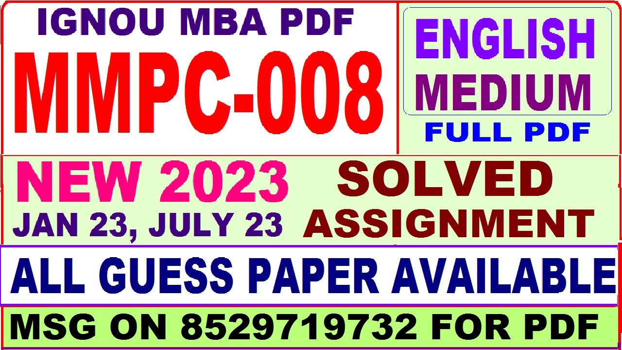 ignou mba solved assignment 2023