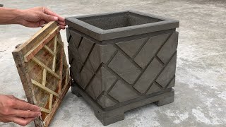 Craft flower pot ideas / How to make a beautiful and unique flower pot mold from wood and cement