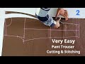 من السهل تفصيل بنطلون نسائي بدون باترون | 02 | Very Easy Pant Trouser Cutting and stitching Women&#39;s