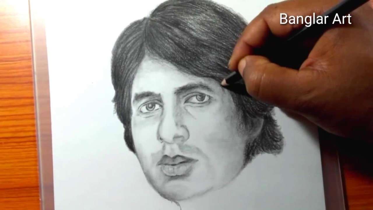 Pencil Sketch of Amitabh Bachchan - Desi Painters