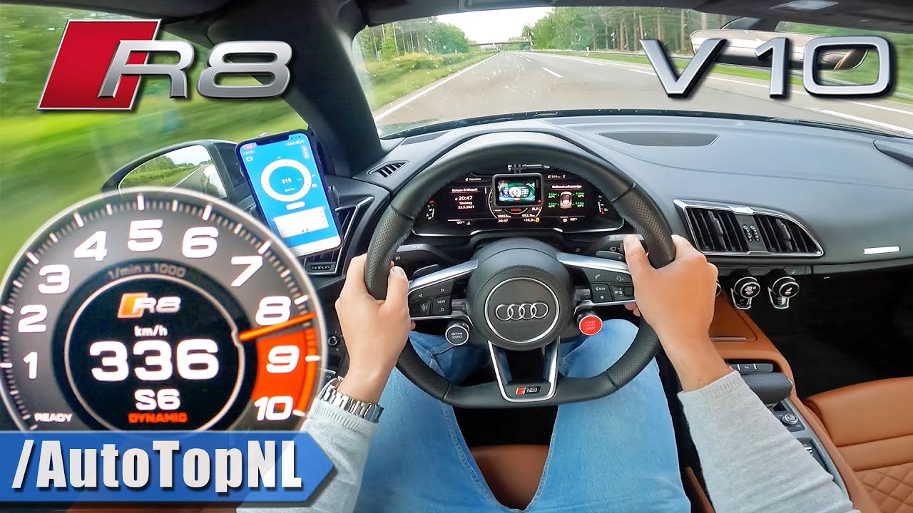 Stuepige manuskript indenlandske 2021 AUDI R8 V10 *336KMH* on AUTOBAHN [NO SPEED LIMIT] by AutoTopNL -  YouTube