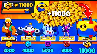 NONSTOP to 11000 TROPHIES Without Collecting TROPHY ROAD + Box Opening - Brawl Stars
