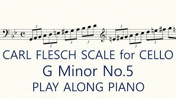 Cello Scale Carl Flesch G Minor No.5 Scale System 3 Octave Slow Practice Play Along Piano