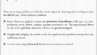 Six Sigma Pareto chart