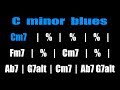 C minor Blues Jazz Backing Track - 110 BPM [SCROLLING CHORDS]
