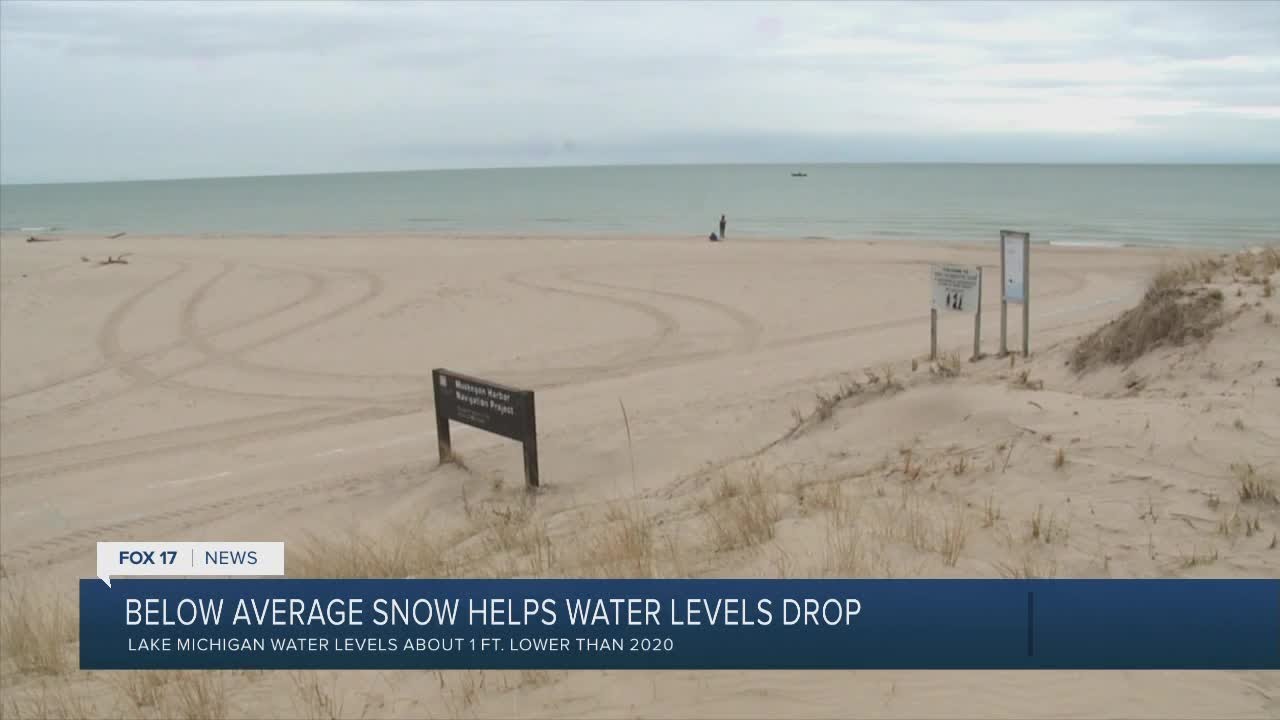 Lake Michigan water levels slowly receding