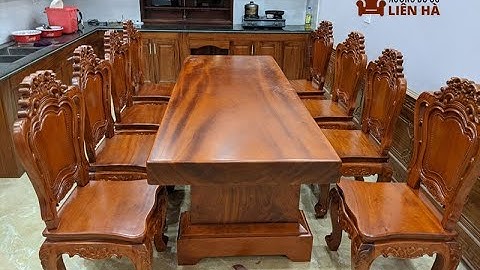 Bộ bàn ghế K3 nguyên khối gỗ cẩm hồng 240x80x15cm vân cực đỉnh. LH: 0914.667.266